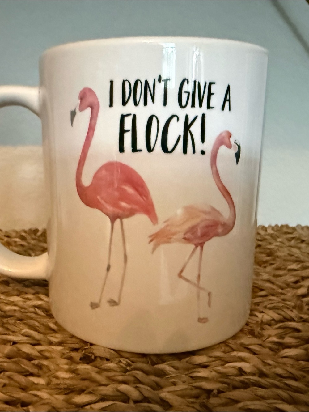 I Don't Give a Flock Flamingo Coffee Mug White Ceramic 11oz Novelty Cup
